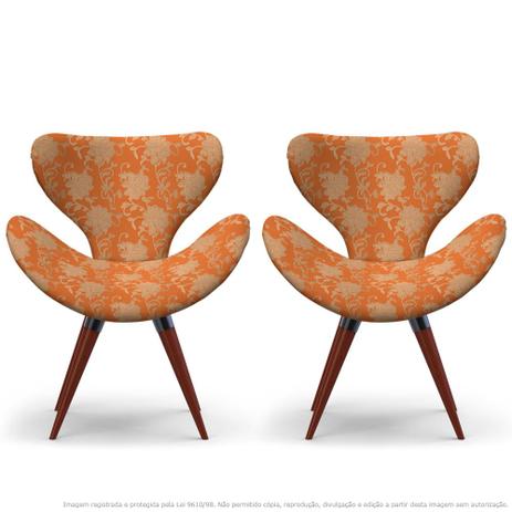 Kit 2 Poltronas Egg Floral Marrom e Laranja Cadeira Decorativa com Base Fixa - Lubrano decor Menor preço em Kit 2 Poltronas Egg Floral Marrom e Laranja Cadeira Decorativa com Base Fixa - Lubrano decor