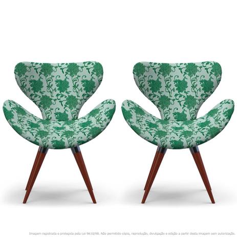 Kit 2 Poltronas Egg Verde Floral Cadeira Decorativa com Base Fixa - Lubrano decor Menor preço em Kit 2 Poltronas Egg Verde Floral Cadeira Decorativa com Base Fixa - Lubrano decor