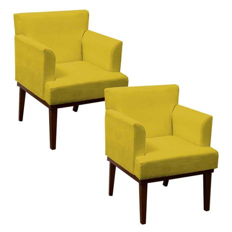 Kit 2 Poltronas Grécia Base de Madeira Animale Amarelo - Arte das cabeceiras é boa?