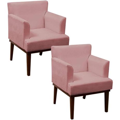 Kit 2 Poltronas Grécia Base de Madeira Veludo Rosa - Arte das cabeceiras é boa?