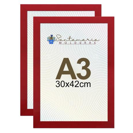 Kit 2 Porta Retrato Molduras A3 30x42 Vermelho - Santamaria molduras Menor preço em Kit 2 Porta Retrato Molduras A3 30x42 Vermelho - Santamaria molduras
