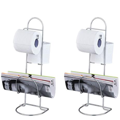 Kit 2 Porta Rolo Papel Higiênico E Revisteiro Suporte Chão - Passerini Menor preço em Kit 2 Porta Rolo Papel Higiênico E Revisteiro Suporte Chão - Passerini