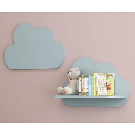 Kit 2 Prateleiras Nuvem 100 MDF - Azul Premium - Multimóveis Menor preço em Kit 2 Prateleiras Nuvem 100 MDF - Azul Premium - Multimóveis