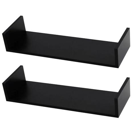 Kit 2 Prateleiras U Mdf 60x20 Preto Nicho Livros Revista - LOJA DO MDF é boa?