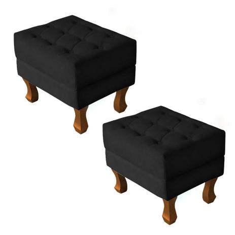 Kit 2 Puff Cairo 40x50 Pé Castanho Suede Preto Takeda Estofados Menor preço em Kit 2 Puff Cairo 40x50 Pé Castanho Suede Preto Takeda Estofados