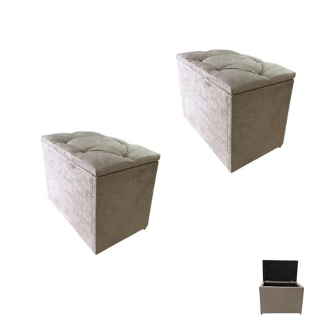 Kit 2 Puff Pufe Bau Suede Decorativo Organizador Retangular - Mercadão dos Puffs Menor preço em Kit 2 Puff Pufe Bau Suede Decorativo Organizador Retangular - Mercadão dos Puffs