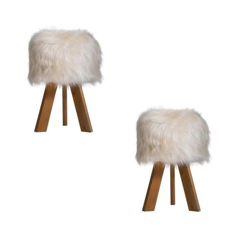 Kit 2 Puffs Antônia Pés Natural Pelo Sintético Bege - Tecno Mobili Menor preço em Kit 2 Puffs Antônia Pés Natural Pelo Sintético Bege - Tecno Mobili