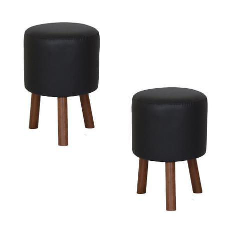 Kit 2 Puffs Banquetas Round Nobre 3 Pés Madeira Preto - Stay Puff Menor preço em Kit 2 Puffs Banquetas Round Nobre 3 Pés Madeira Preto - Stay Puff