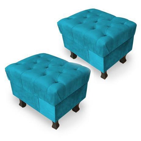 Kit 2 Puffs Decorativos Retrô Luis Xv Capitonê Suede Turquesa - Sheep Estofados Menor preço em Kit 2 Puffs Decorativos Retrô Luis Xv Capitonê Suede Turquesa - Sheep Estofados