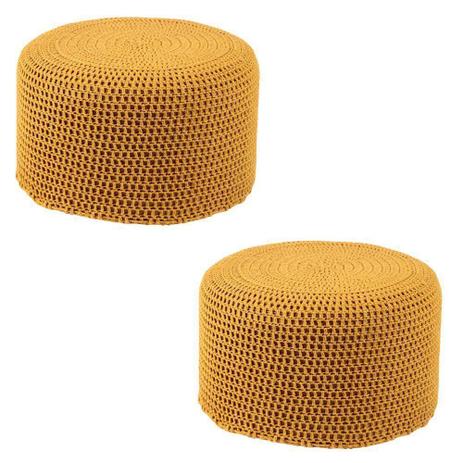 Kit 2 Puffs Pastilha Crochê Mostarda - Stay Puff Menor preço em Kit 2 Puffs Pastilha Crochê Mostarda - Stay Puff