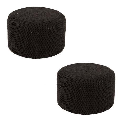 Kit 2 Puffs Pastilha Crochê Preto - Stay Puff Menor preço em Kit 2 Puffs Pastilha Crochê Preto - Stay Puff