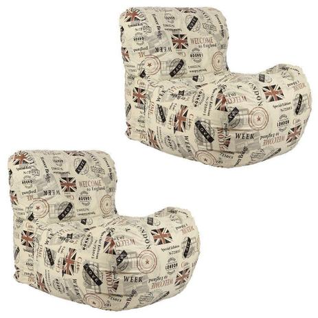 Kit 2 Puffs Relax Nobre Love London Estampado - Stay Puff Menor preço em Kit 2 Puffs Relax Nobre Love London Estampado - Stay Puff