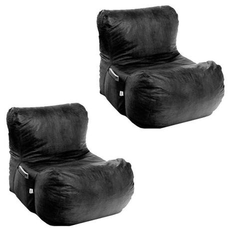 Kit 2 Puffs Relax Nobre Preto - Stay Puff Menor preço em Kit 2 Puffs Relax Nobre Preto - Stay Puff