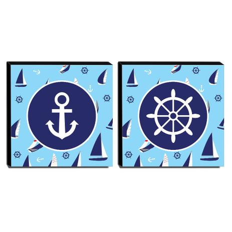Kit 2 Quadros Infantis Marinheiro Canvas 30x30cm-INF396 - Lubrano decor Menor preço em Kit 2 Quadros Infantis Marinheiro Canvas 30x30cm-INF396 - Lubrano decor