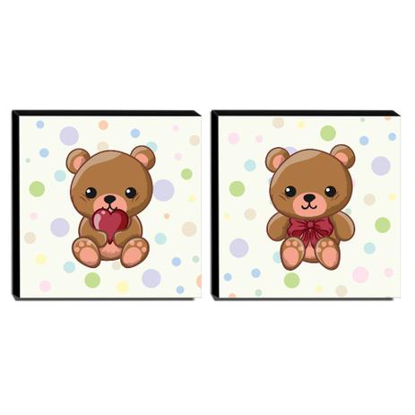 Kit 2 Quadros Infantis Ursinhos Canvas 30x30cm-INF226 - Lubrano decor Menor preço em Kit 2 Quadros Infantis Ursinhos Canvas 30x30cm-INF226 - Lubrano decor