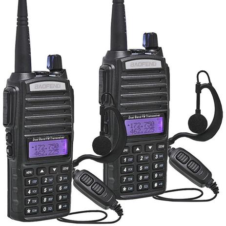 Kit 2 Rádios Comunicador HT Profissional UHF VHF Baofeng BF-UV82 Preto + Fone Menor preço em Kit 2 Rádios Comunicador HT Profissional UHF VHF Baofeng BF-UV82 Preto + Fone