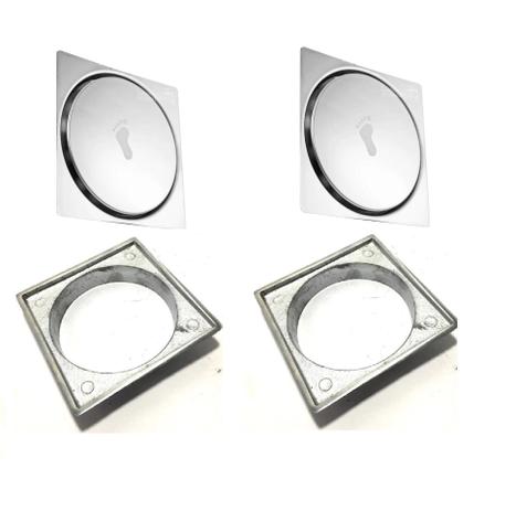 Kit 2 Ralo Click Inteligente 9,5x9,5 Cm Com Porta Grelha - central Menor preço em Kit 2 Ralo Click Inteligente 9,5x9,5 Cm Com Porta Grelha - central