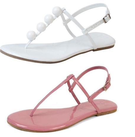 Kit 2 Sandálias Rasteiras Feminina Verniz Lisa Casual - Mercedita Shoes Menor preço em Kit 2 Sandálias Rasteiras Feminina Verniz Lisa Casual - Mercedita Shoes