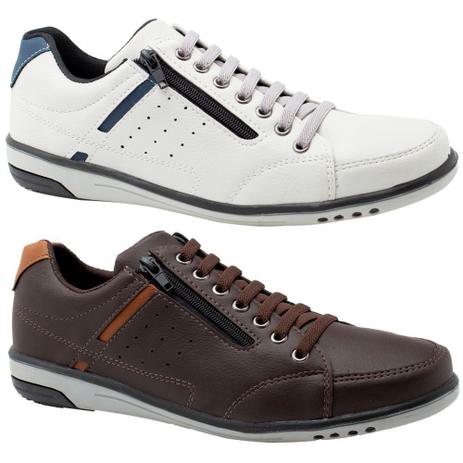 Kit 2 Sapatênis Masculino Casual Gelo e Café com Ziper e Elástico 750 -  StarFox - Sapatênis Masculino - Magazine Luiza