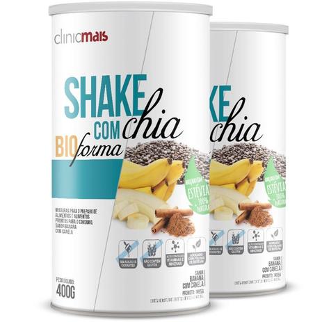 Kit 2 Shake com chia Chá Mais 400g Banana com Canela Menor preço em Kit 2 Shake com chia Chá Mais 400g Banana com Canela