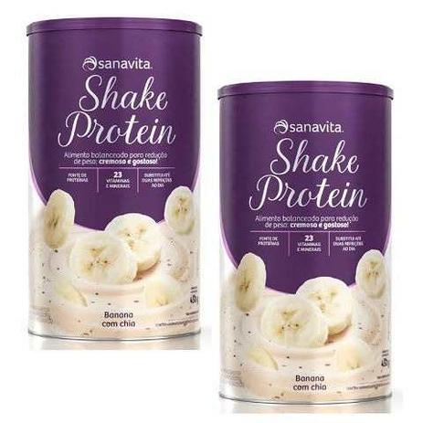 Kit 2 Shake Protein- Sanavita - Banana com Chia - 450g Menor preço em Kit 2 Shake Protein- Sanavita - Banana com Chia - 450g
