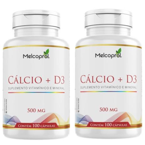 Kit 2 Suplemento de Cálcio com Vitamina D3 200 Cápsulas 500mg Melcoprol Menor preço em Kit 2 Suplemento de Cálcio com Vitamina D3 200 Cápsulas 500mg Melcoprol