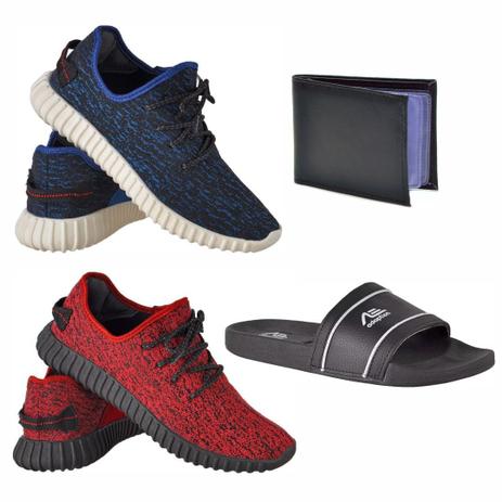 Kit 2 Tenis Masculino Esporte Azul Vermelho 1 Chinelo Slide - Adaption - Tênis Masculino - Magazine Luiza