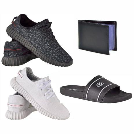 Kit 2 Tênis Masculino Esporte Preto e Branco 1 Chinelo Slide - Adaption Menor preço em Kit 2 Tênis Masculino Esporte Preto e Branco 1 Chinelo Slide - Adaption