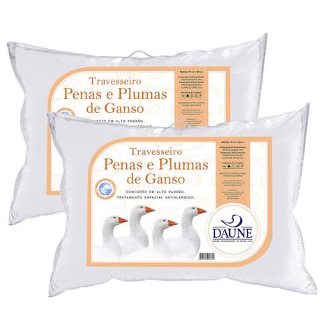 Kit 2 Travesseiro 80% Penas 20% Plumas Daune - 50x70 Menor preço em Kit 2 Travesseiro 80% Penas 20% Plumas Daune - 50x70