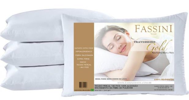 Kit 2 Travesseiro King Pecal 150 Fios 50x90 Suporte - Fassini têxtil Menor preço em Kit 2 Travesseiro King Pecal 150 Fios 50x90 Suporte - Fassini têxtil