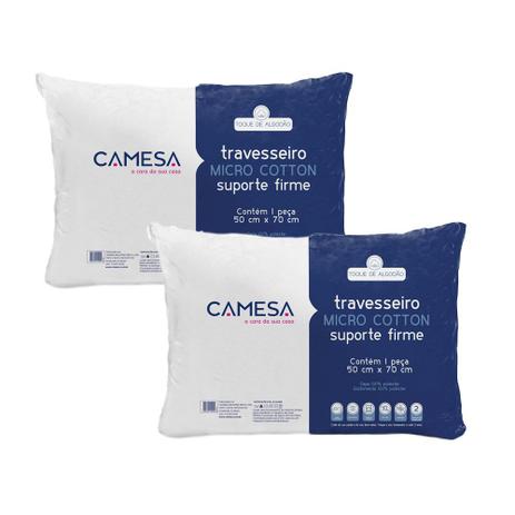 Kit 2 travesseiro micro cotton suporte firme - camesa Menor preço em Kit 2 travesseiro micro cotton suporte firme - camesa