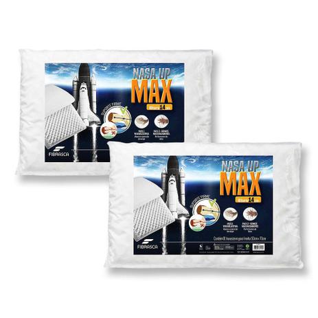 Kit 2 Travesseiro Nasa UP Max - Altura 14cm - Fibrasca Menor preço em Kit 2 Travesseiro Nasa UP Max - Altura 14cm - Fibrasca