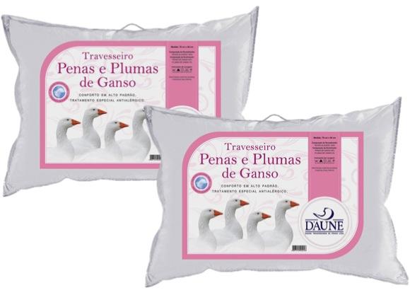 Kit 2 Travesseiros 95 Penas 5 Plumas 50x70cm - Daune Menor preço em Kit 2 Travesseiros 95 Penas 5 Plumas 50x70cm - Daune