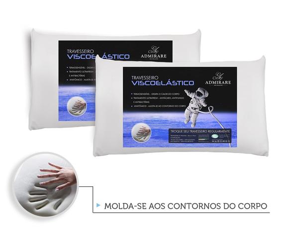 Kit 2 Travesseiros Antialergico Viscoelastico Nasa Admirare Menor preço em Kit 2 Travesseiros Antialergico Viscoelastico Nasa Admirare