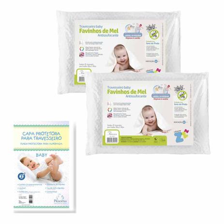 Kit 2 Travesseiros Favinhos de Mel + 1 Kit com 2 Capas Protetoras Baby Plooma - Fibrasca Menor preço em Kit 2 Travesseiros Favinhos de Mel + 1 Kit com 2 Capas Protetoras Baby Plooma - Fibrasca