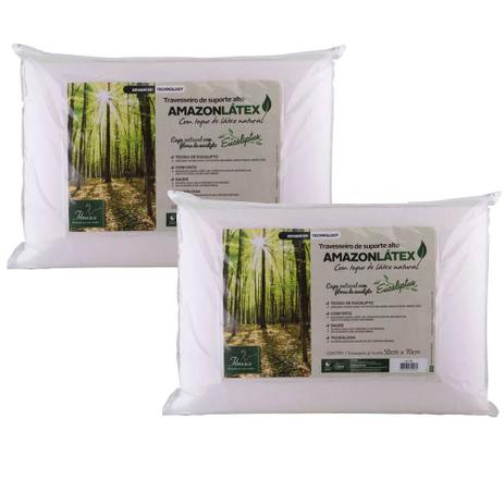 Kit 2 Travesseiros Látex Natural Alto Amazon Poliuretano Fibrasca 4248 Menor preço em Kit 2 Travesseiros Látex Natural Alto Amazon Poliuretano Fibrasca 4248