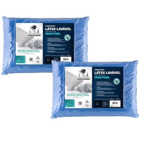 Kit 2 Travesseiros Látex Sintético Lavável Sintético Frostygel Fibrasca 4601 Menor preço em Kit 2 Travesseiros Látex Sintético Lavável Sintético Frostygel Fibrasca 4601