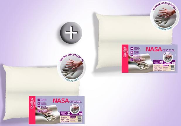 Kit 2 Travesseiros Nasa Viscoelástico - Cervical - Duoflex - 50 x 70 cm Menor preço em Kit 2 Travesseiros Nasa Viscoelástico - Cervical - Duoflex - 50 x 70 cm