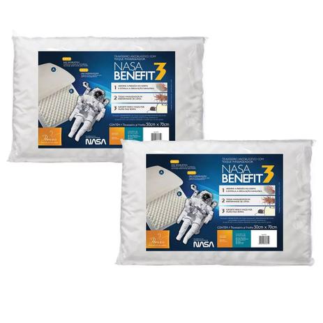 Kit 2 Travesseiros Nasa Viscoelástico Fibrasca Benefit 3 para Dormir 4735 Menor preço em Kit 2 Travesseiros Nasa Viscoelástico Fibrasca Benefit 3 para Dormir 4735