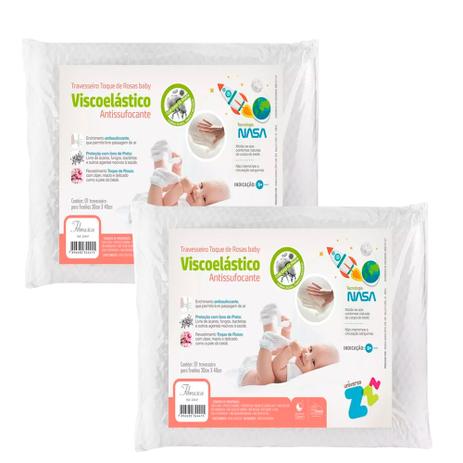 Kit 2 Travesseiros para Bebê Antissufocante Visco Toque de Rosas Fibrasca Z4441 Menor preço em Kit 2 Travesseiros para Bebê Antissufocante Visco Toque de Rosas Fibrasca Z4441