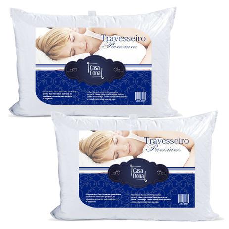 Kit 2 Travesseiros Percal Premium 50x70cm Casa Dona 200 Fios Siliconada Branco Menor preço em Kit 2 Travesseiros Percal Premium 50x70cm Casa Dona 200 Fios Siliconada Branco