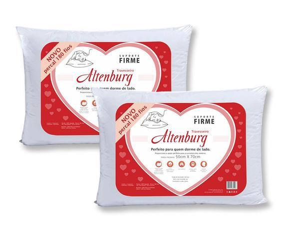 Kit 2 Travesseiros Suporte Firme 50x70 Percal 180 fios Altenburg Menor preço em Kit 2 Travesseiros Suporte Firme 50x70 Percal 180 fios Altenburg