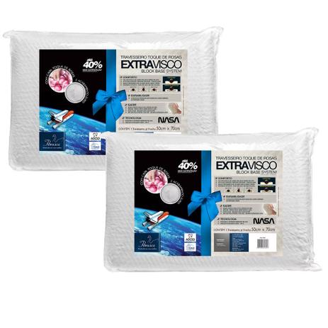 Kit 2 Travesseiros Viscoelástico Extravisco Toque De Rosas Fibrasca 4645 Menor preço em Kit 2 Travesseiros Viscoelástico Extravisco Toque De Rosas Fibrasca 4645