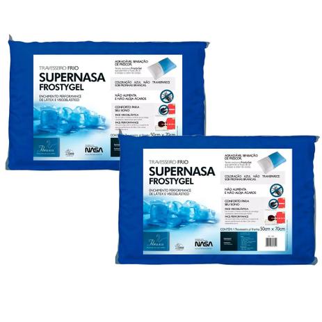 Kit 2 Travesseiros Viscoelástico Fibrasca Frostygel Antiácaro Frio SuperNasa 4305 Menor preço em Kit 2 Travesseiros Viscoelástico Fibrasca Frostygel Antiácaro Frio SuperNasa 4305