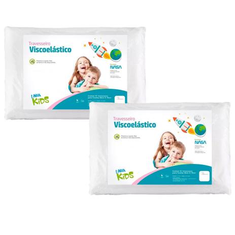 Kit 2 Travesseiros Viscoelástico Nasa Fibrasca Antiácaro Lavável Infantil Z5101 Menor preço em Kit 2 Travesseiros Viscoelástico Nasa Fibrasca Antiácaro Lavável Infantil Z5101