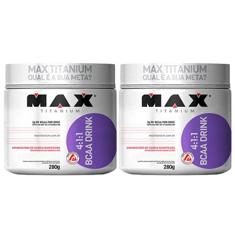 Kit 2 Un BCAA Drink 280G Max Titanium Uva Menor preço em Kit 2 Un BCAA Drink 280G Max Titanium Uva