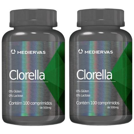 Kit 2 Und Clorela 100 caps 500mg - Mediervas Menor preço em Kit 2 Und Clorela 100 caps 500mg - Mediervas