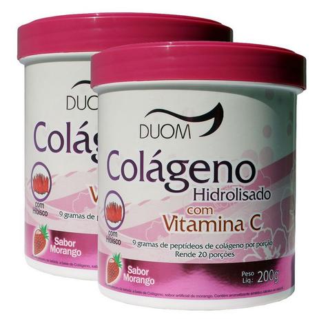 Kit 2 Und Colágeno Hidrolisado 200g Sabor Morango - Duom Menor preço em Kit 2 Und Colágeno Hidrolisado 200g Sabor Morango - Duom