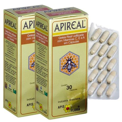 Kit 2 Und Geléia Real Liofilizada 30cps (c/ Vitaminas E, A e C) - Apis flora Menor preço em Kit 2 Und Geléia Real Liofilizada 30cps (c/ Vitaminas E, A e C) - Apis flora