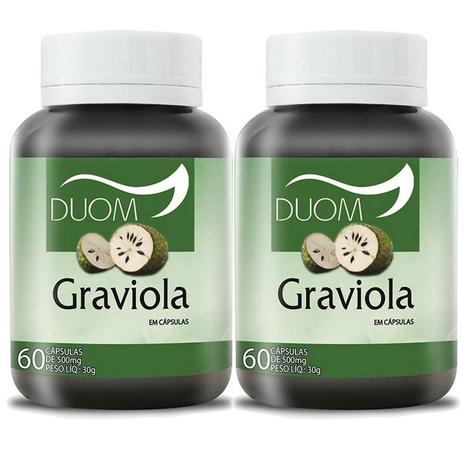 Kit 2 Und Graviola 60cps 500mg - Duom Menor preço em Kit 2 Und Graviola 60cps 500mg - Duom
